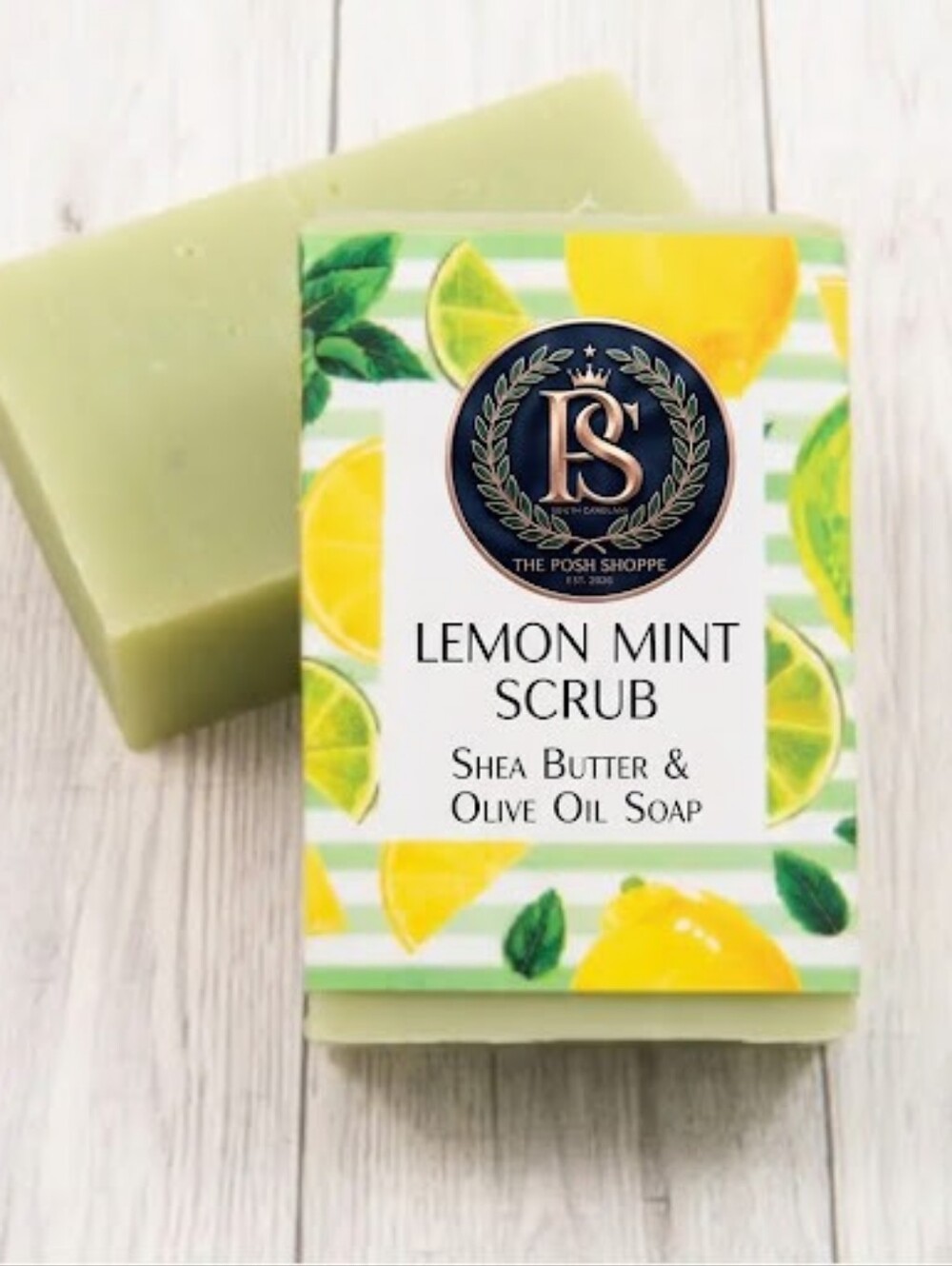 🍋🧼 Vegan Lemon Mint Scrub Shea Butter & Olive Oil Soap